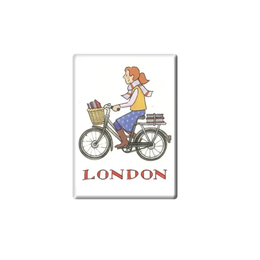 Cycling Student Girl London Fridge Magnet