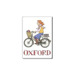 Cycling Student Girl, Oxford Fridge Magnet