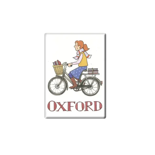 Cycling Student Girl, Oxford Fridge Magnet