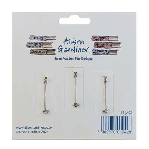 Jane Austen Set of 3 Pin Badges