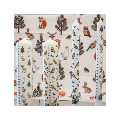 Winter Wildlife Christmas Large Pillar Advent Candle